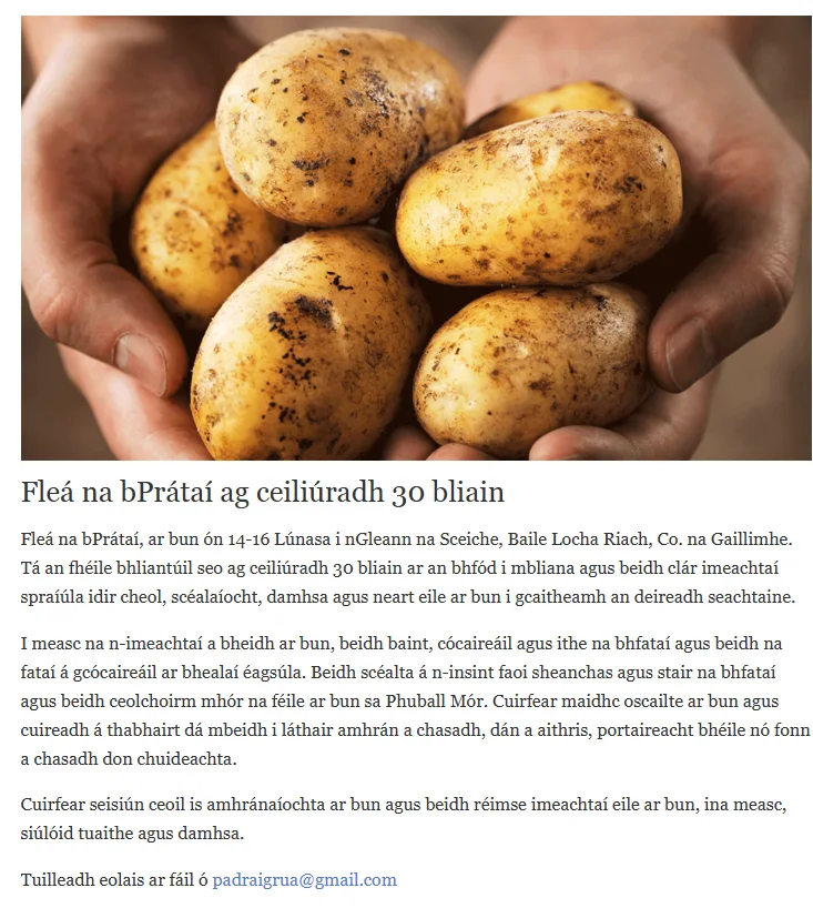Imeachtaí: Fleá na bPrátaí